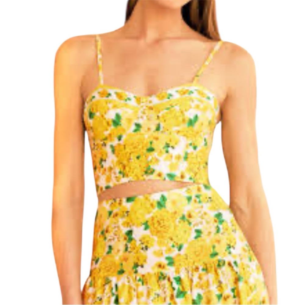 Generation Love Yellow Floral Spaghetti-Strap Crop Top